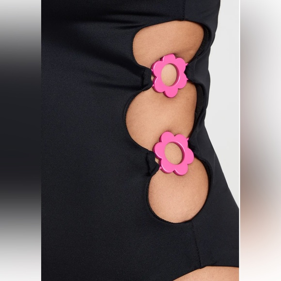 Beach Riot Susie Black One Piece with Pink Flowers - Picture 4 of 8